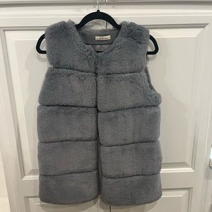 La Fiorentina realistic faux fur gray vest Fox Chinchilla Italian
